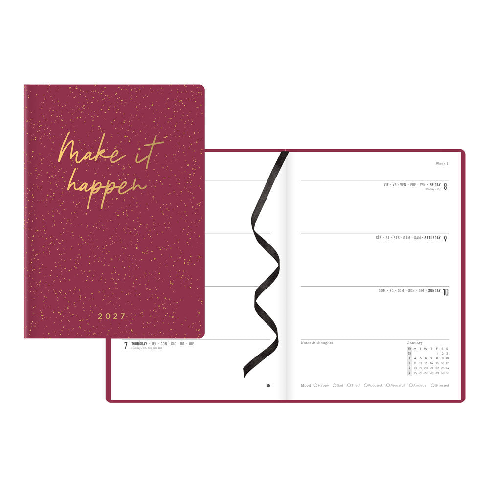 Letts A5 Weekly Planner, Inspire, 2027 Plum 27-082485 27-082485 #colour_plum