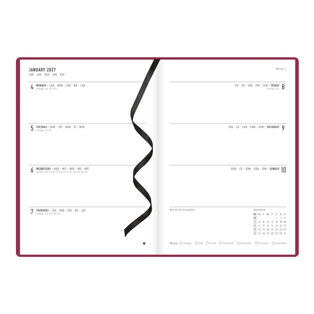Letts A5 Weekly Planner, Inspire, 2027 Plum 27-082485 27-082485 #colour_plum
