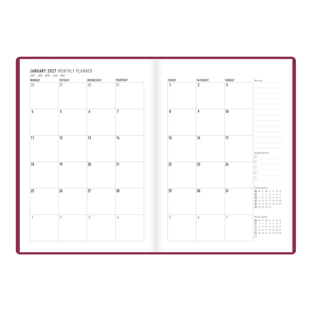 Letts A5 Weekly Planner, Inspire, 2027 Plum 27-082485 27-082485 #colour_plum