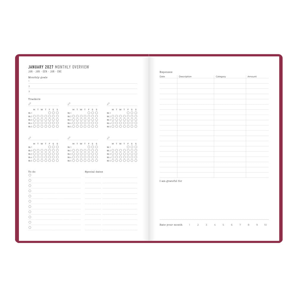 Letts A5 Weekly Planner, Inspire, 2027 Plum 27-082485 27-082485 #colour_plum