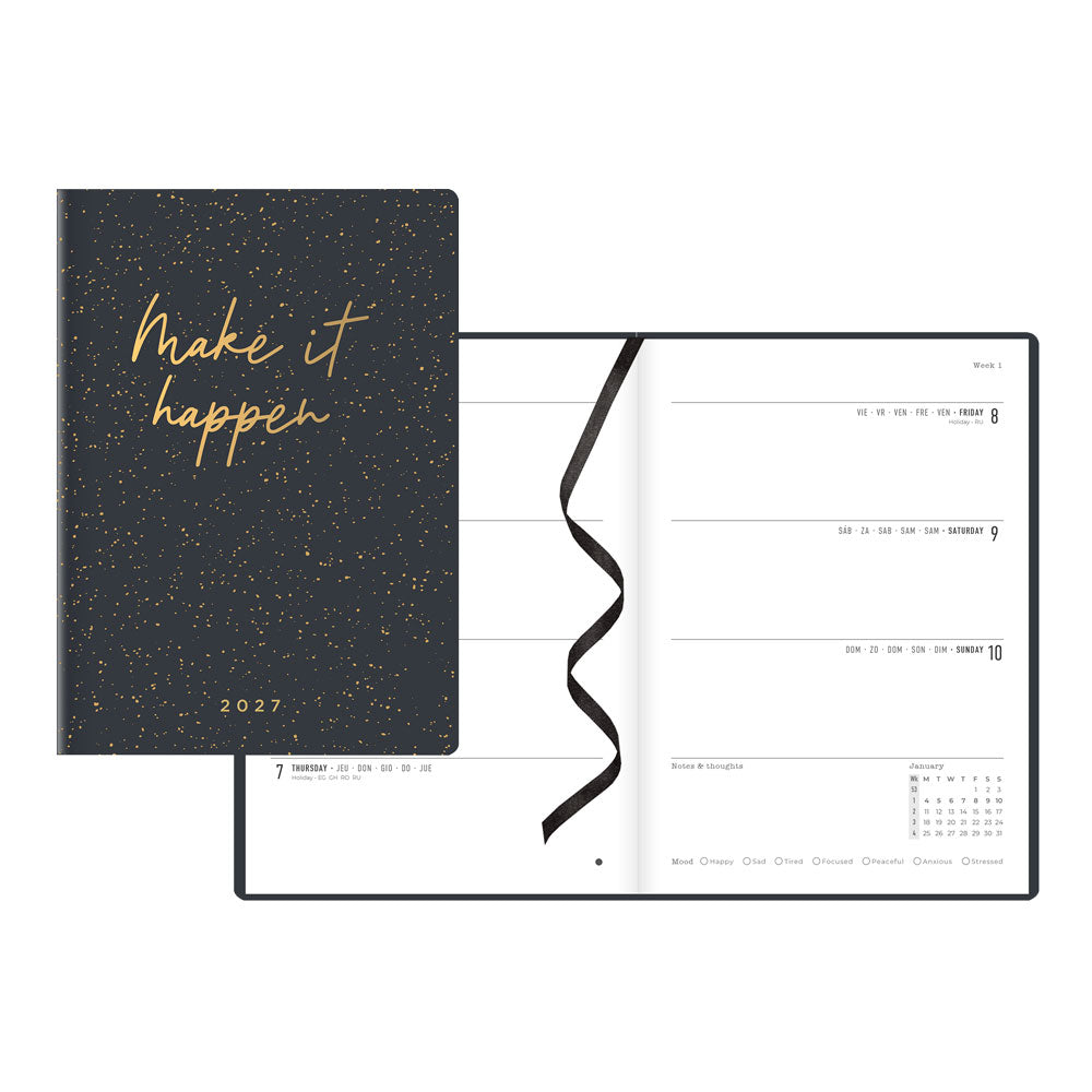 Letts A5 Weekly Planner, Inspire, 2027 Charcoal 27-082486 27-082486 #colour_charcoal