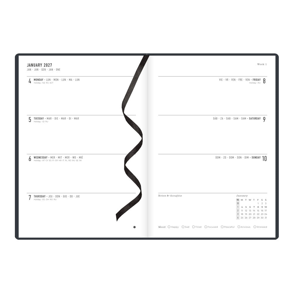 Letts A5 Weekly Planner, Inspire, 2027 Charcoal 27-082486 27-082486 #colour_charcoal