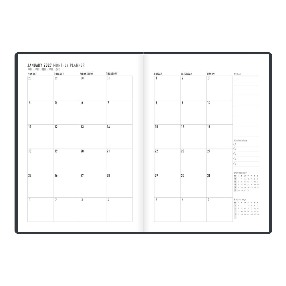 Letts A5 Weekly Planner, Inspire, 2027 Charcoal 27-082486 27-082486 #colour_charcoal