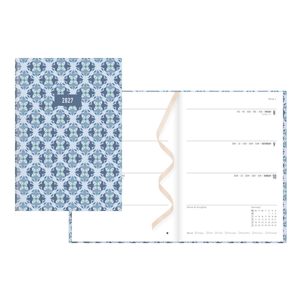 Letts A5 Weekly Planner, Morocco, 2027 Blue 27-082495 27-082495 #colour_morocco-blue