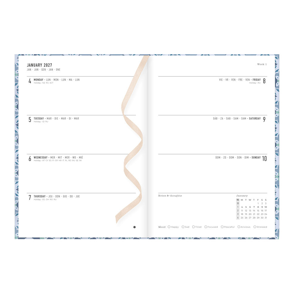 Letts A5 Weekly Planner, Morocco, 2027 Blue 27-082495 27-082495 #colour_morocco-blue