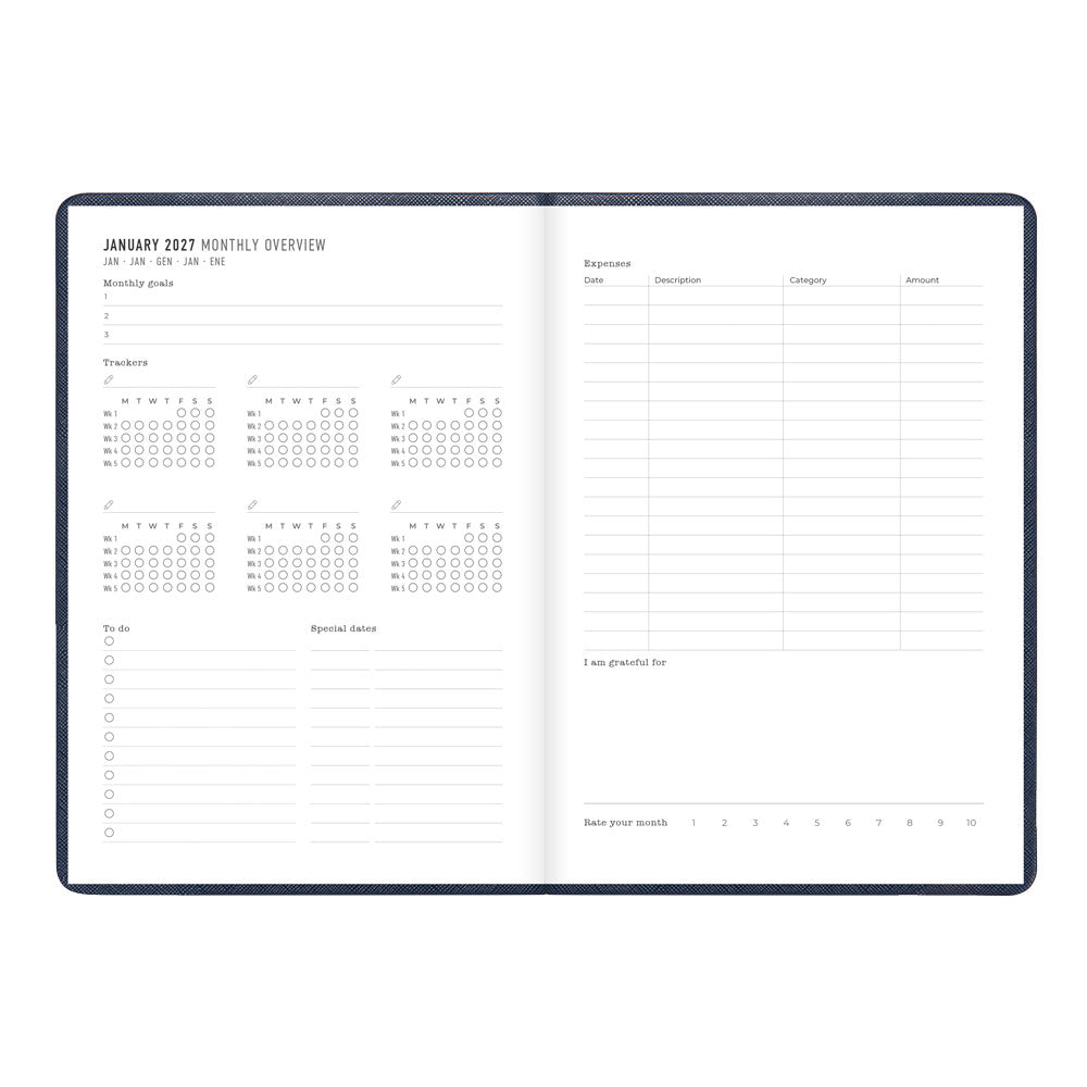 Letts A5 Weekly Planner, Serene, 2027 Midnight 27-082499 27-082499 #colour_midnight