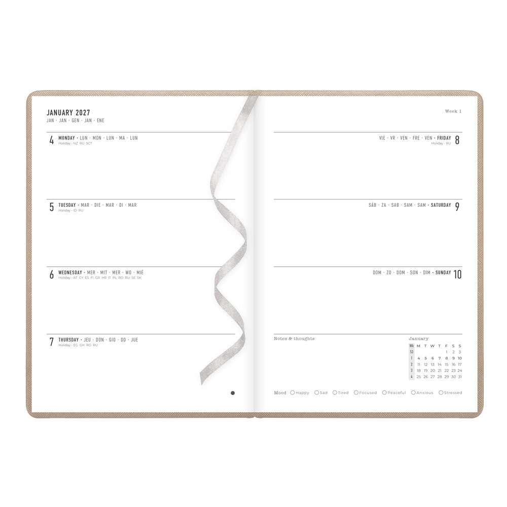 Letts A5 Weekly Planner, Serene, 2027 Taupe 27-082503 27-082503 #colour_taupe