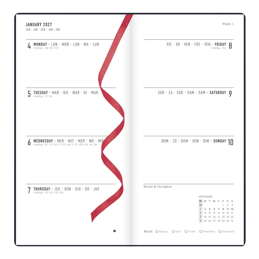 Letts Slim Weekly Planner, Woodland, 2027 Navy 27-082546 27-082546 #colour_woodland-navy