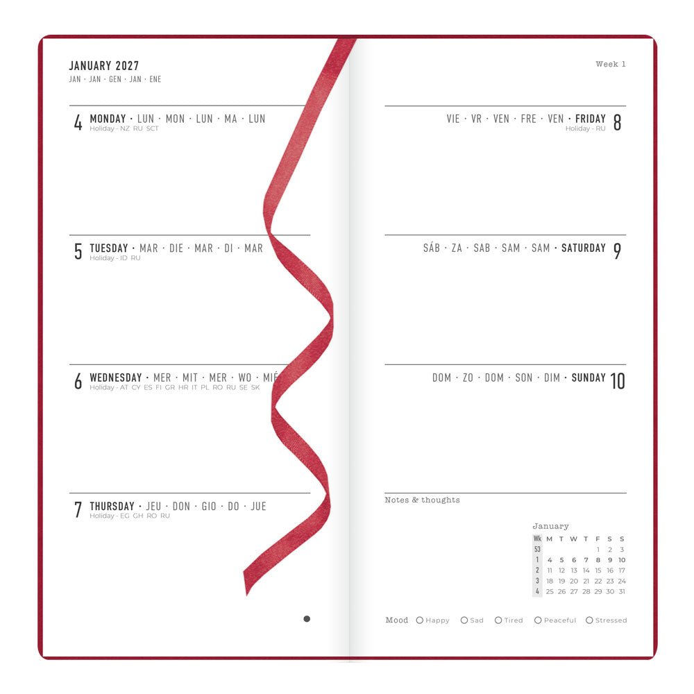 Letts Slim Weekly Planner, Woodland, 2027 Pink 27-082547 27-082547 #colour_woodland-pink