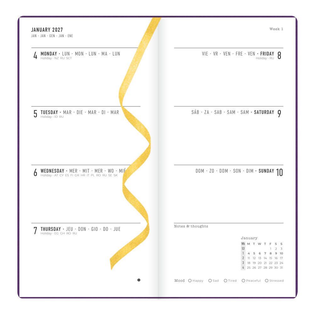 Letts Slim Weekly Planner, Woodland, 2027 Purple 27-082548 27-082548 #colour_woodland-purple
