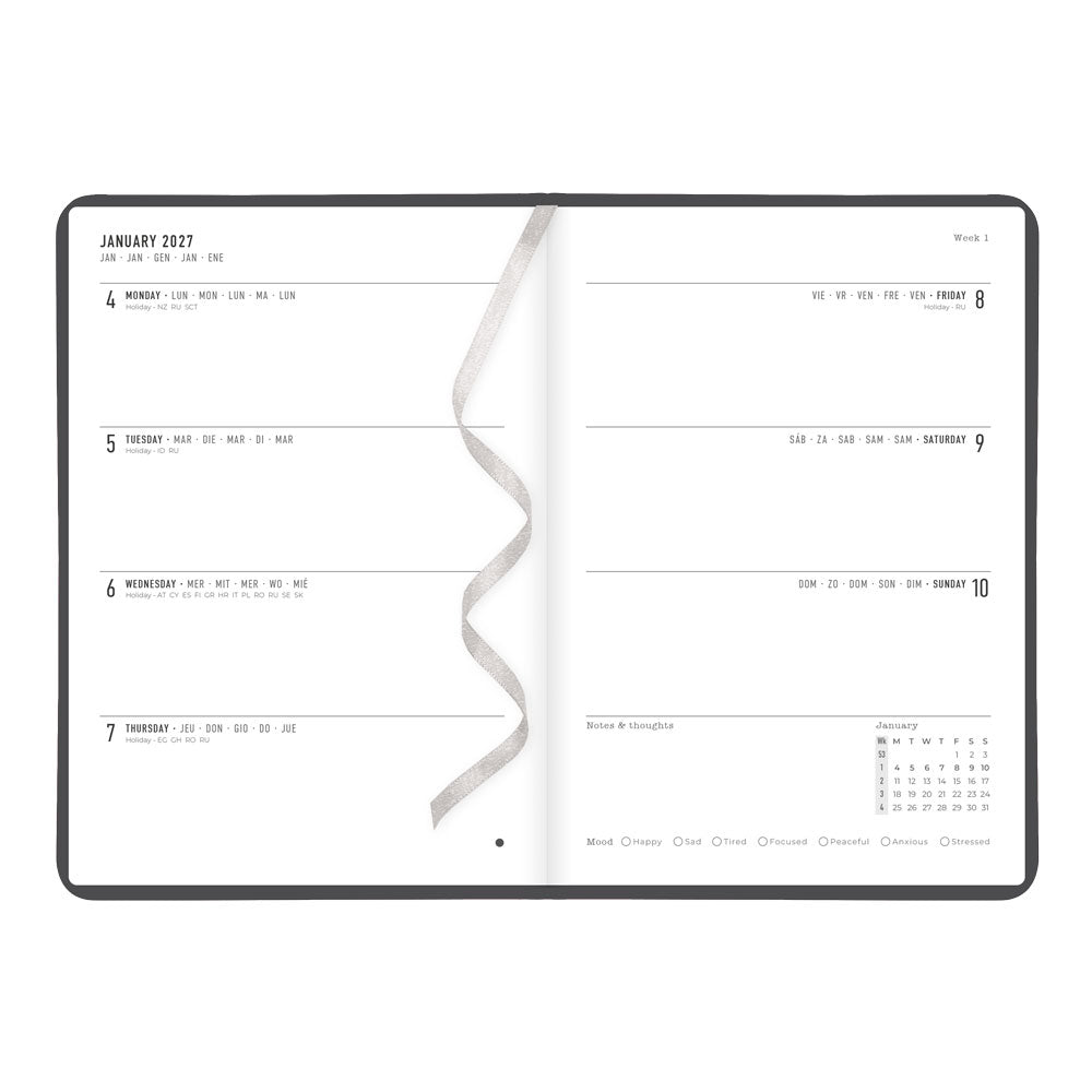 Letts A5 Weekly Planner, Conscious, 2027 Slate 27-082551 27-082551 #colour_slate