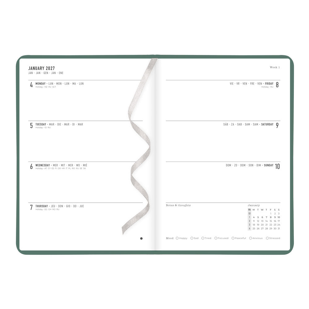 Letts A5 Weekly Planner, Conscious, 2027 Pine 27-082553 27-082553 #colour_pine