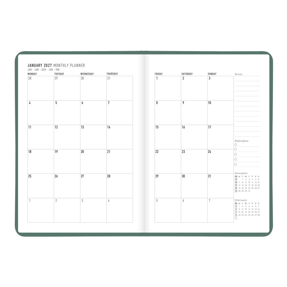 Letts A5 Weekly Planner, Conscious, 2027 Pine 27-082553 27-082553 #colour_pine