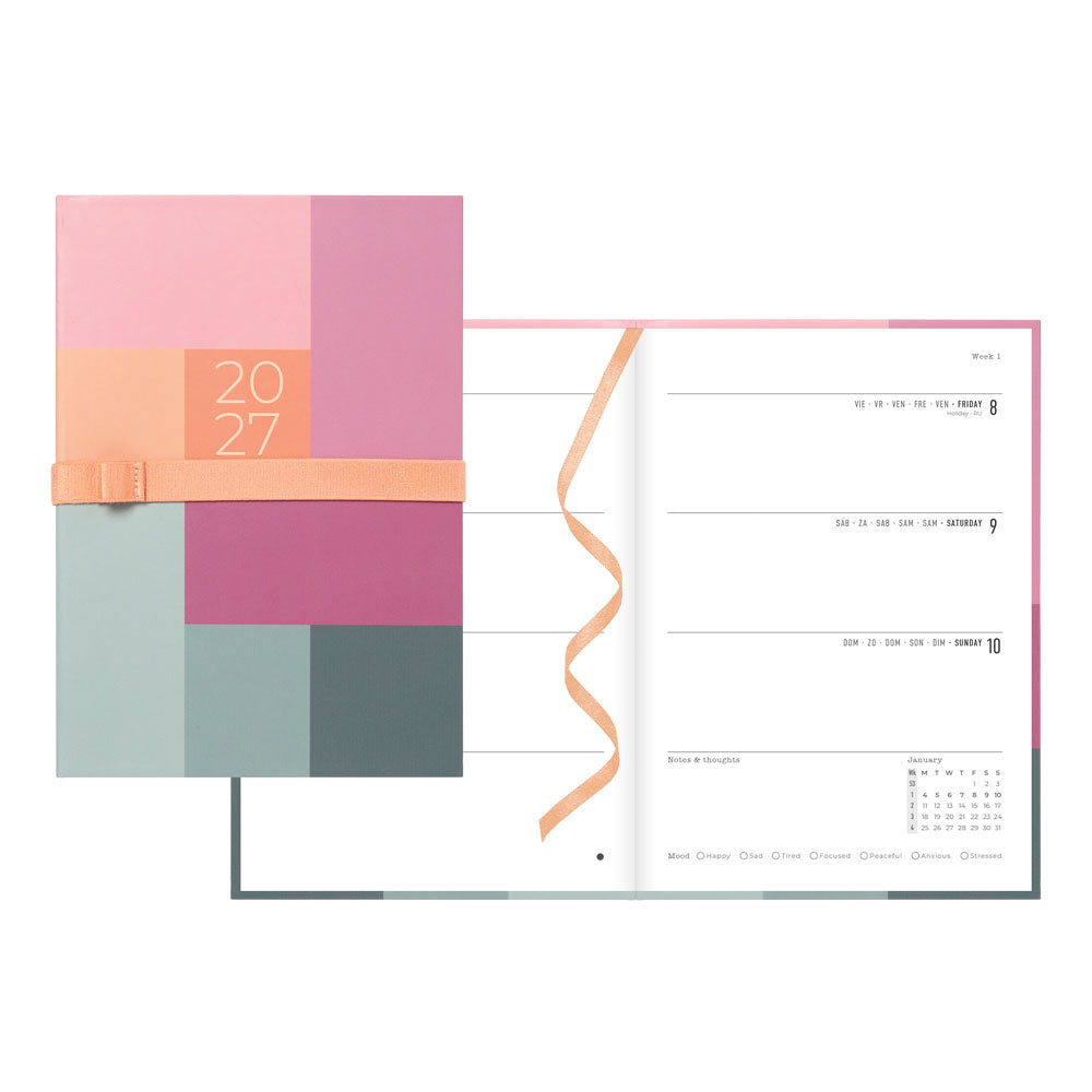 Letts A5 Weekly Planner, Gradient, 2027 Rose 27-082570 27-082570 #colour_gradient-rose