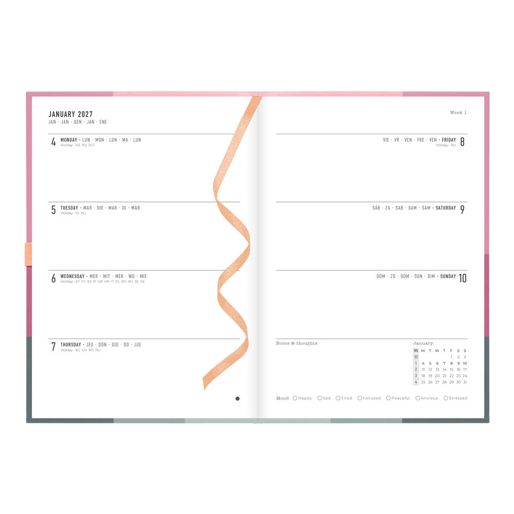 Letts A5 Weekly Planner, Gradient, 2027 Rose 27-082570 27-082570 #colour_gradient-rose