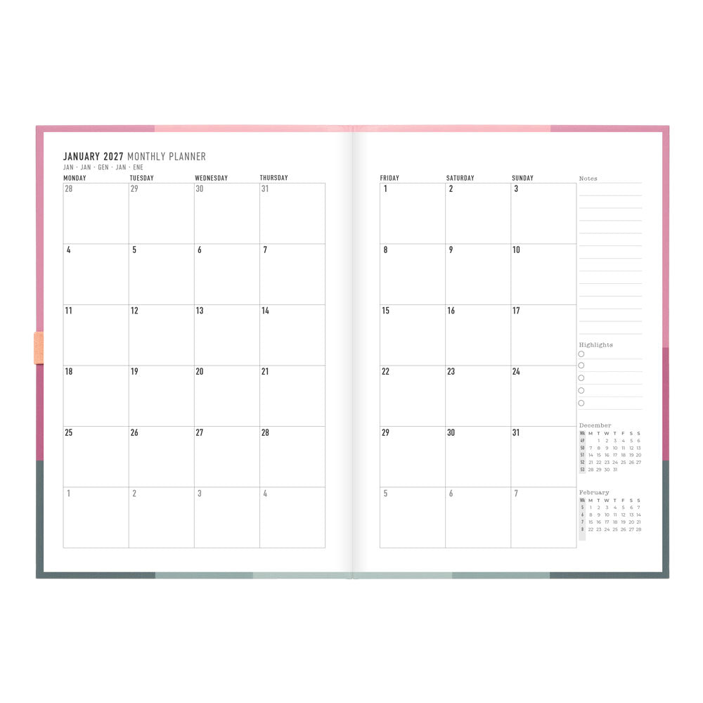 Letts A5 Weekly Planner, Gradient, 2027 Rose 27-082570 27-082570 #colour_gradient-rose