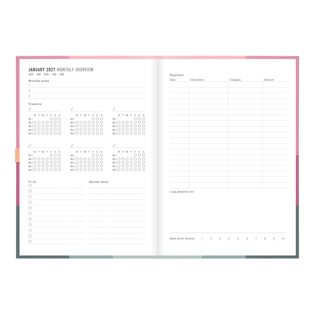 Letts A5 Weekly Planner, Gradient, 2027 Rose 27-082570 27-082570 #colour_gradient-rose