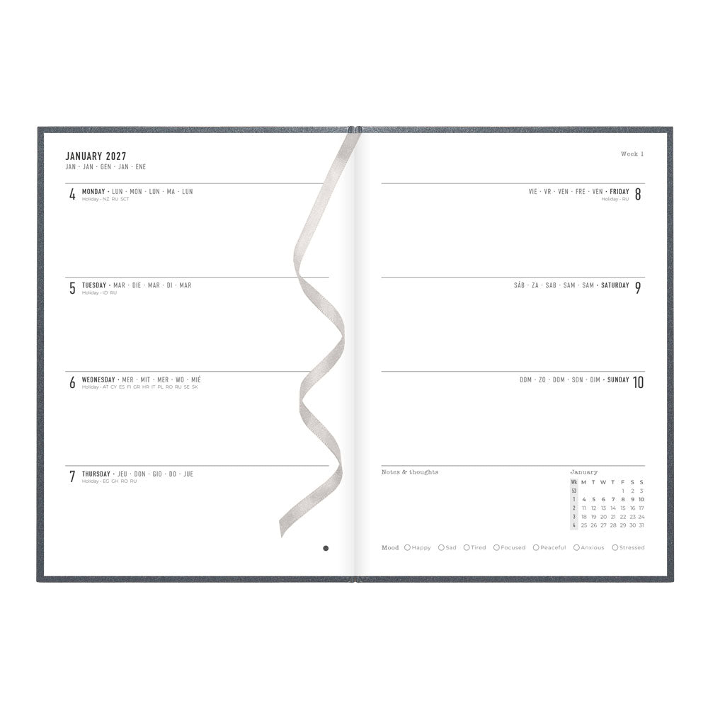 Letts A5 Weekly Planner, Titanium, 2027 Charcoal 27-082582 27-082582 #colour_charcoal