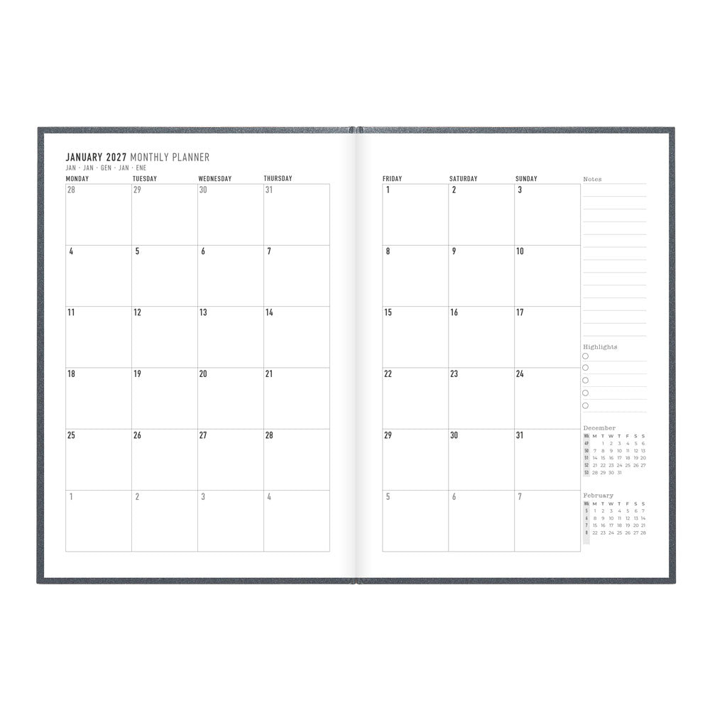 Letts A5 Weekly Planner, Titanium, 2027 Charcoal 27-082582 27-082582 #colour_charcoal