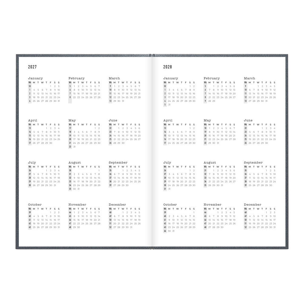 Letts A5 Weekly Planner, Titanium, 2027 Charcoal 27-082582 27-082582 #colour_charcoal