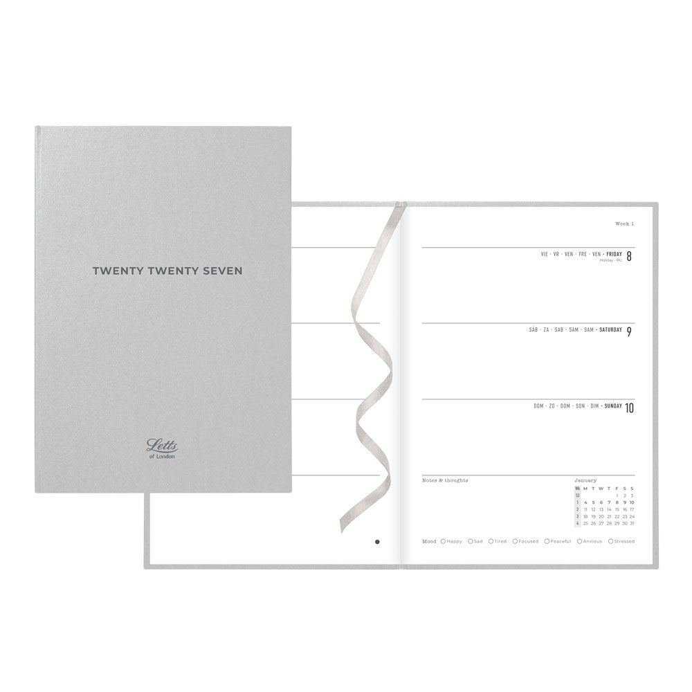 Letts A5 Weekly Planner, Titanium, 2027 Silver 27-082583 27-082583 #colour_silver