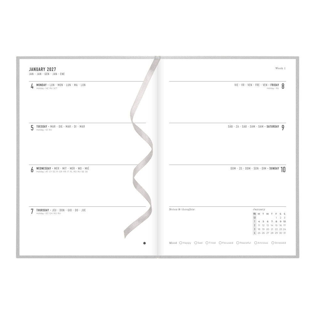 Letts A5 Weekly Planner, Titanium, 2027 Silver 27-082583 27-082583 #colour_silver