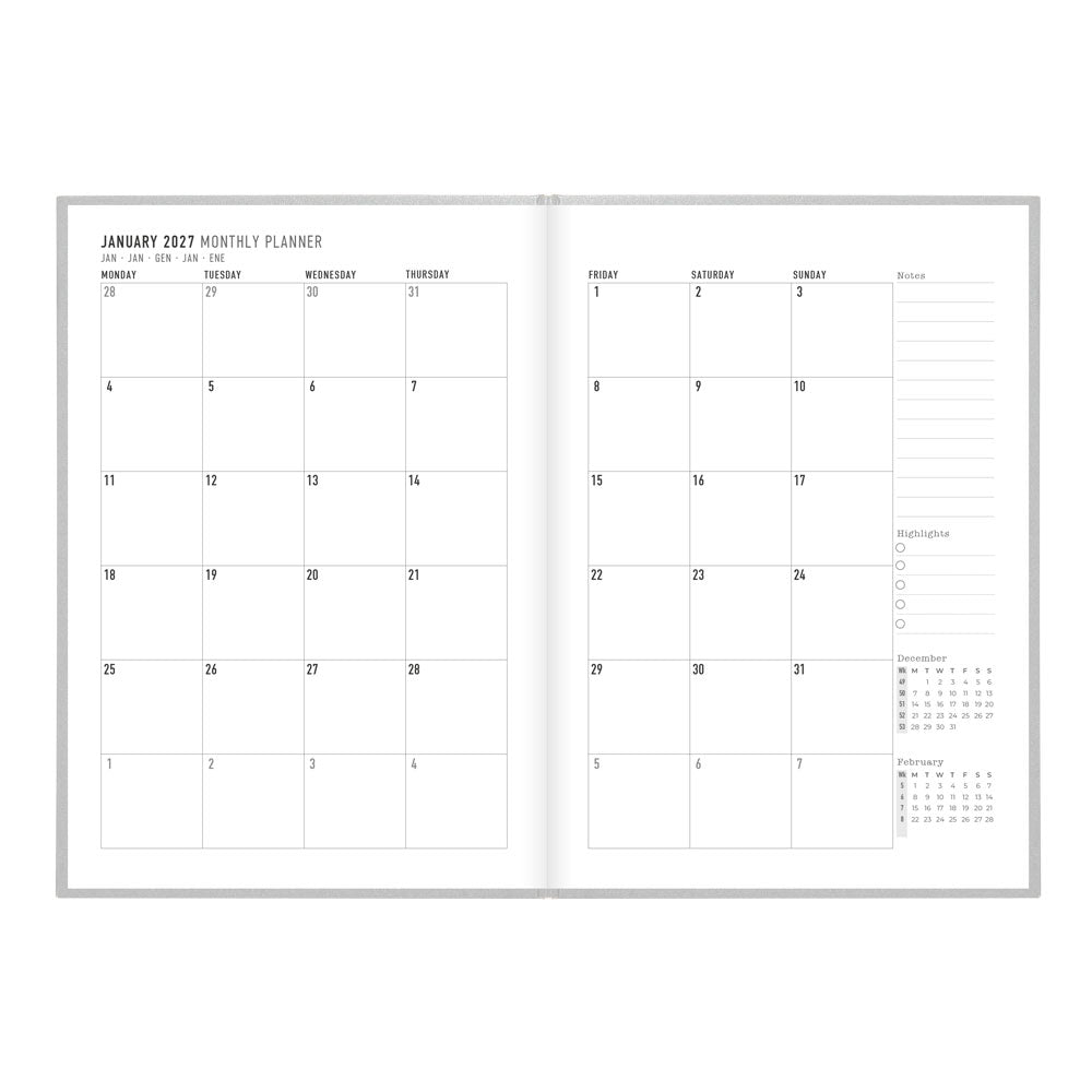 Letts A5 Weekly Planner, Titanium, 2027 Silver 27-082583 27-082583 #colour_silver
