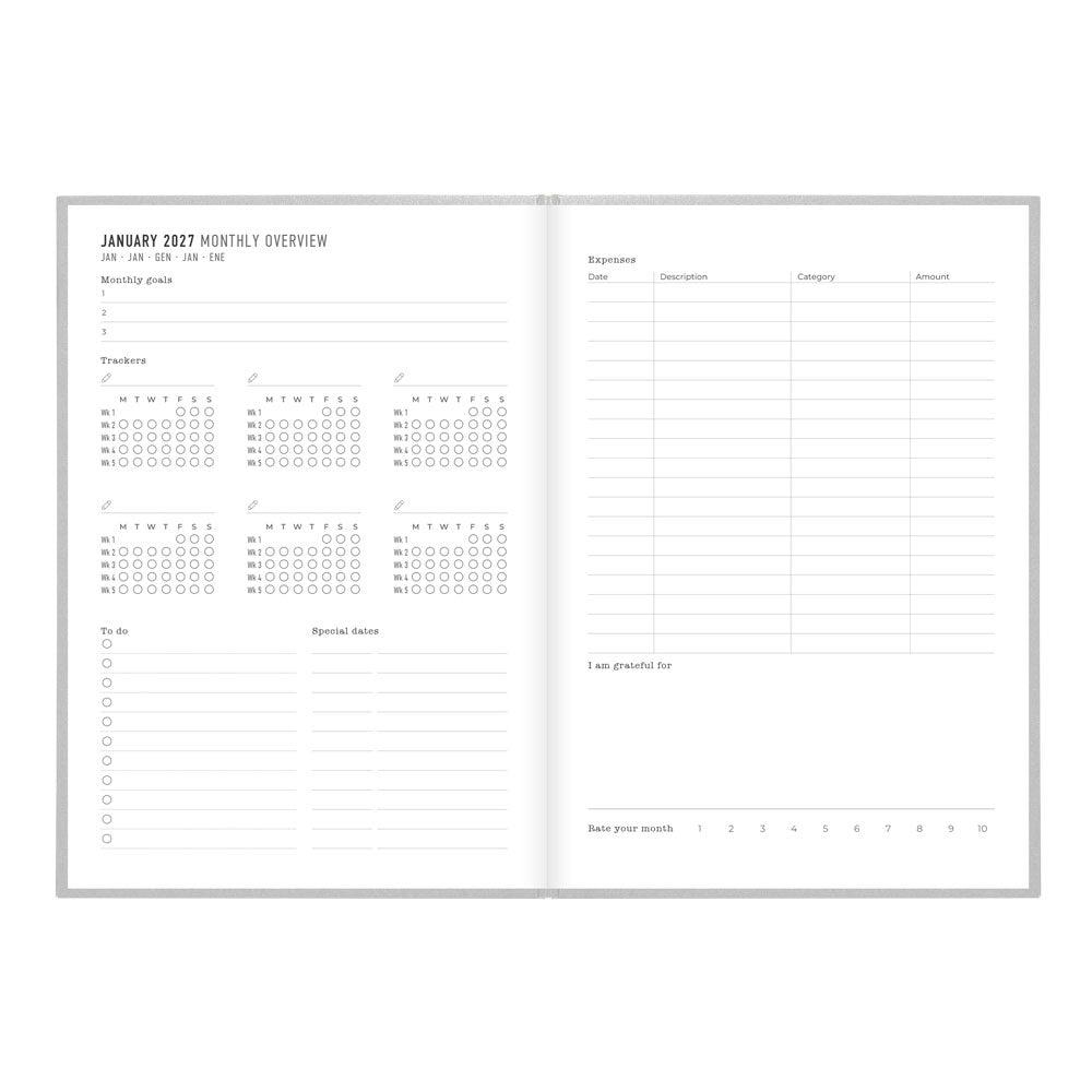 Letts A5 Weekly Planner, Titanium, 2027 Silver 27-082583 27-082583 #colour_silver