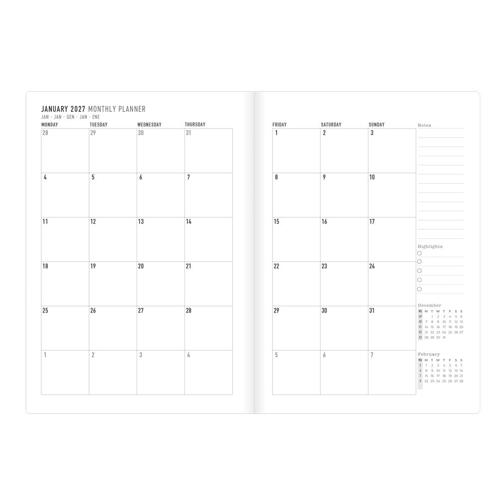 Letts A5 Weekly Planner, Denim, Multilanguage, 2027 27-082645 #colour_denim-light-wash
