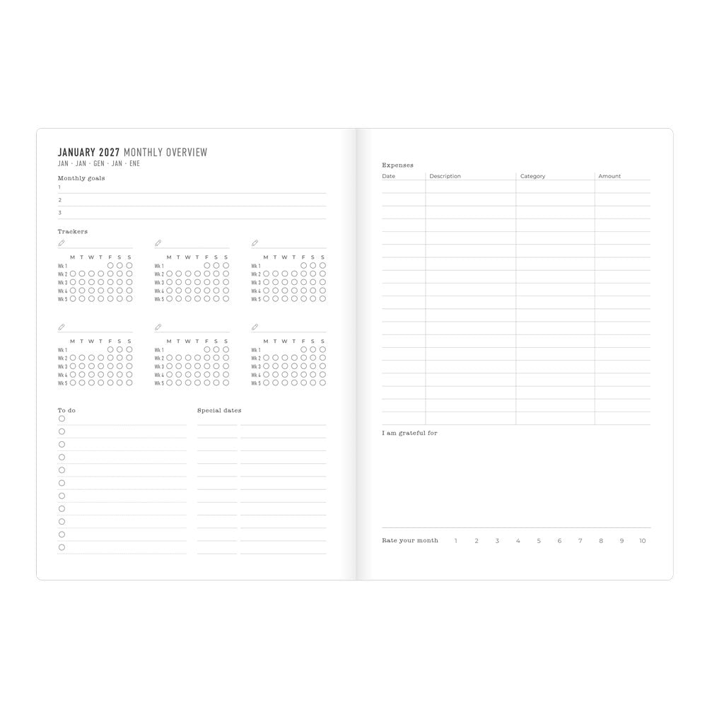 Letts A5 Weekly Planner, Denim, Multilanguage, 2027 27-082645 #colour_denim-light-wash