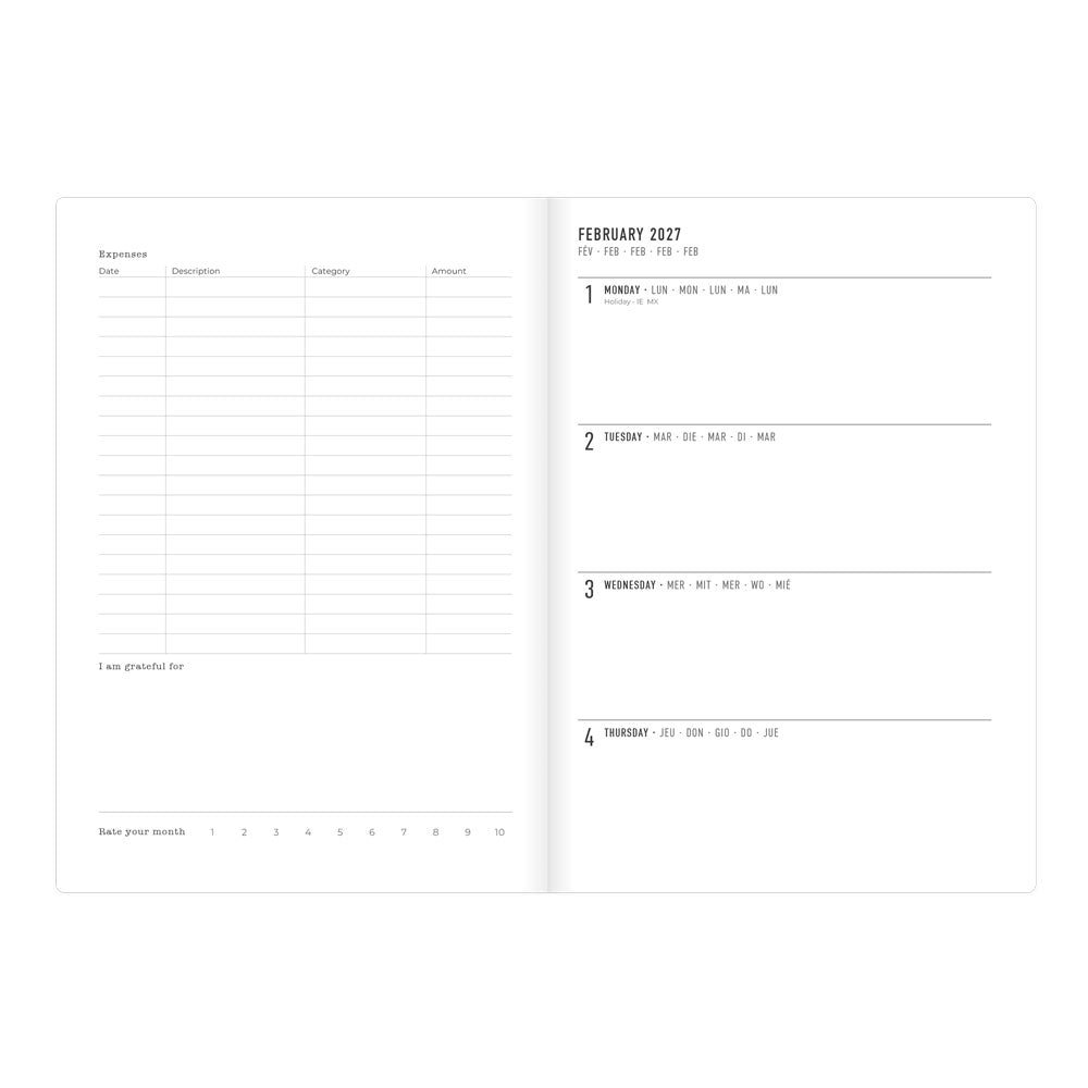 Letts A5 Weekly Planner, Denim, Multilanguage, 2027 27-082645 #colour_denim-light-wash