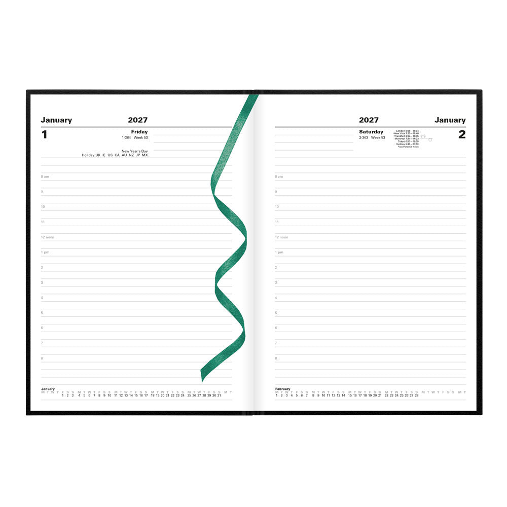 Letts A5 Daily Appointment Book, Standard, English, 2027 27-C10XBK #colour_black