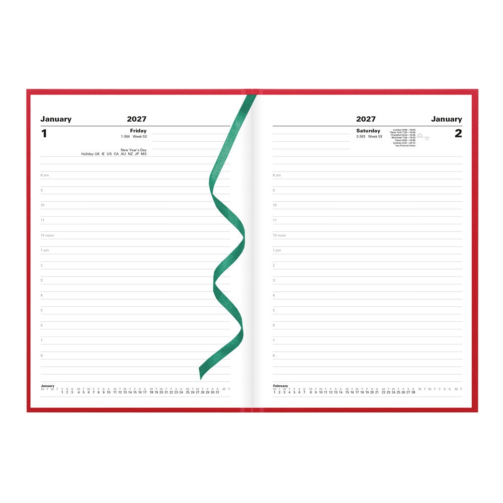 Letts A5 Daily Appointment Book, Standard, English, 2027 27-C10XBY #colour_red