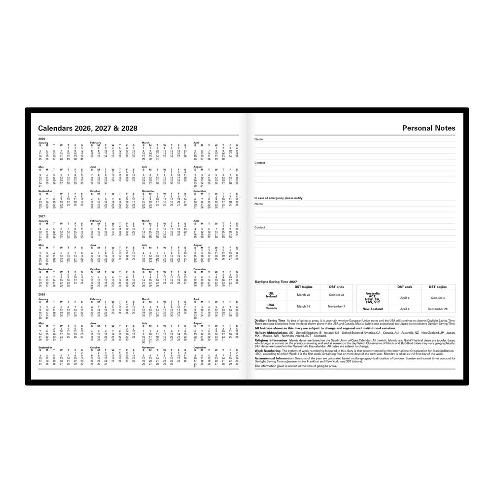 Letts Quarto Daily Planner, Standard, 2027 Black 27-C10YBK 27-C10YBK #colour_black