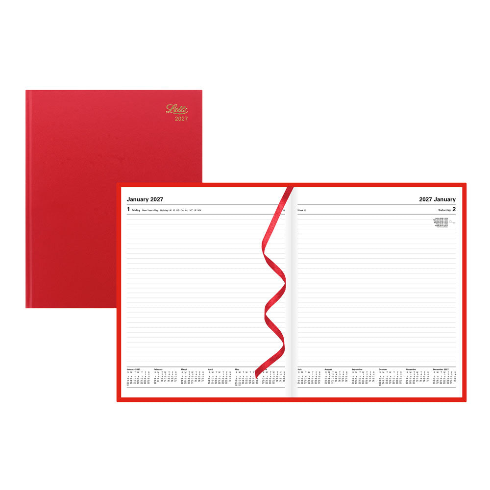 Letts Quarto Daily Planner, Standard, 2027 Red 27-C10YBY 27-C10YBY #colour_red