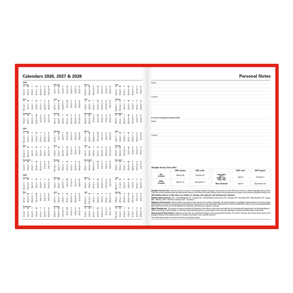 Letts Quarto Daily Planner, Standard, 2027 Red 27-C10YBY 27-C10YBY #colour_red