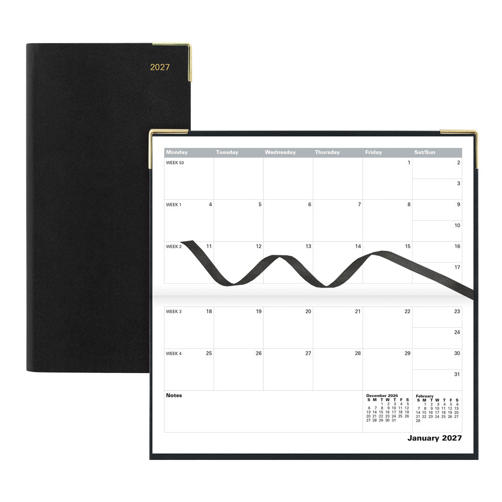 Letts Slim Monthly 13-Month Planner, Classic, English, 2027 27-C12SBK #colour_black