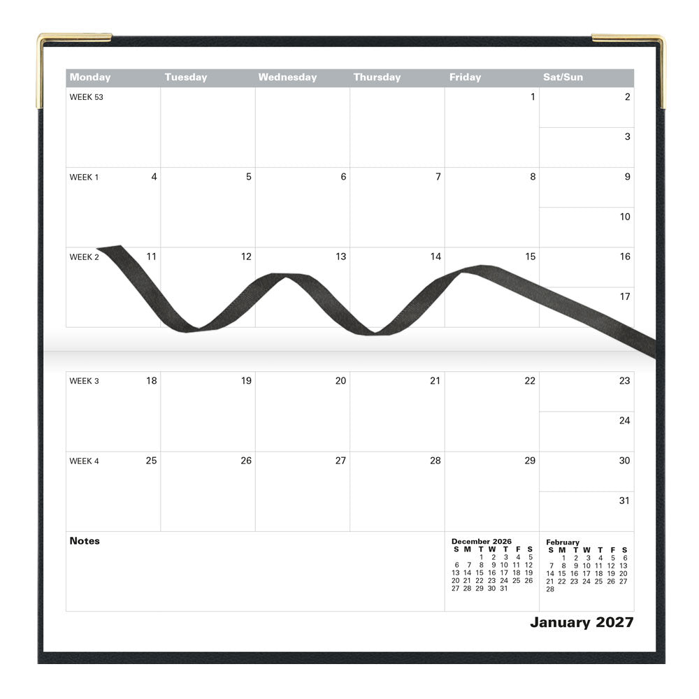 Letts Slim Monthly 13-Month Planner, Classic, English, 2027 27-C12SBK #colour_black