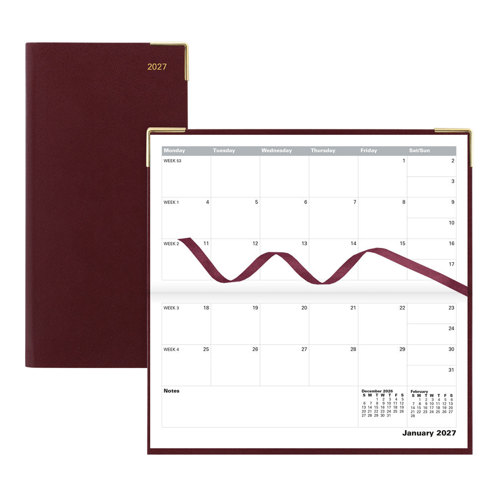 Letts Slim Monthly 13-Month Planner, Classic, English, 2027 27-C12SBY #colour_burgundy