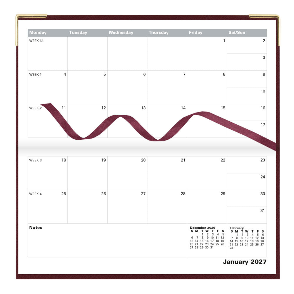 Letts Slim Monthly 13-Month Planner, Classic, English, 2027 27-C12SBY #colour_burgundy