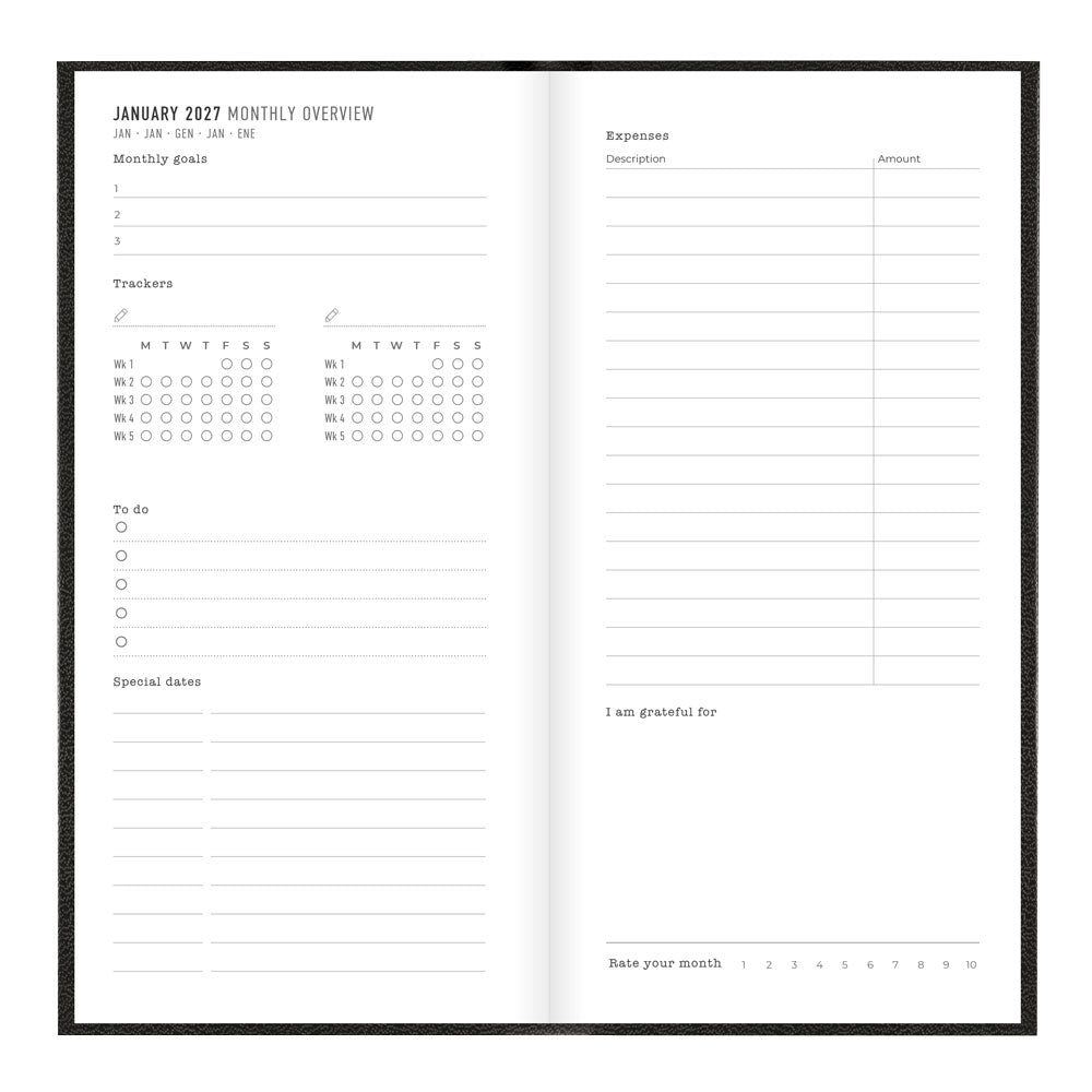 Letts Compact Weekly Planner, Principal, Multilanguage, 2027 27-C30NUBK #colour_black