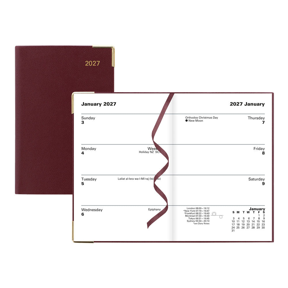 Letts Pocket Weekly Planner, Classic, English, 2027 27-C32EBY #colour_burgundy