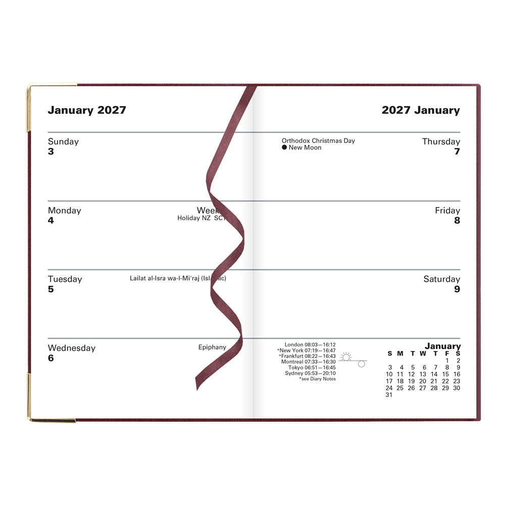 Letts Pocket Weekly Planner, Classic, English, 2027 27-C32EBY #colour_burgundy