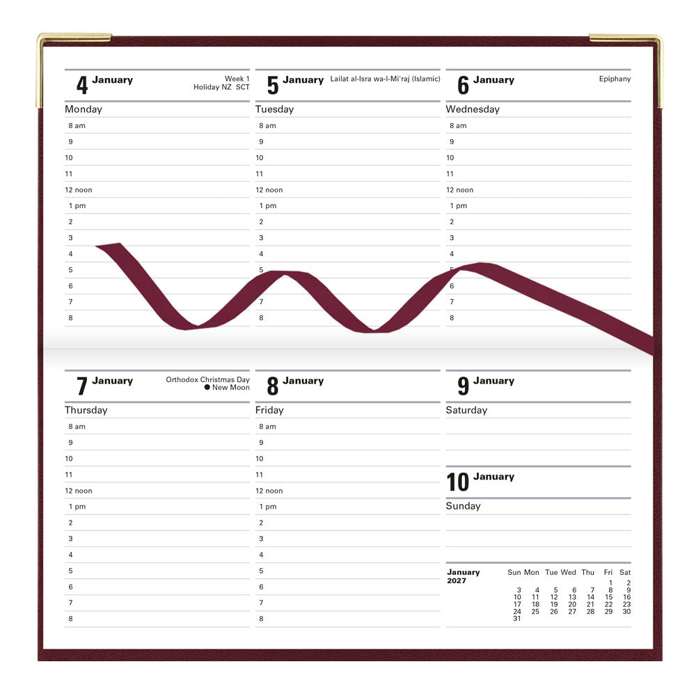 Letts Slim Weekly Appointment Book, Classic, English, 2027 27-C32SBY #colour_burgundy