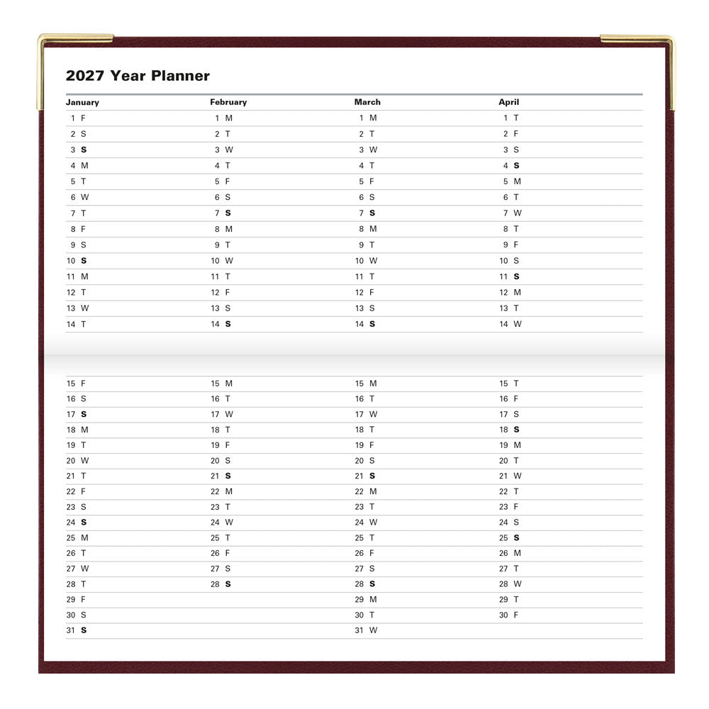 Letts Slim Weekly Appointment Book, Classic, English, 2027 27-C32SBY #colour_burgundy