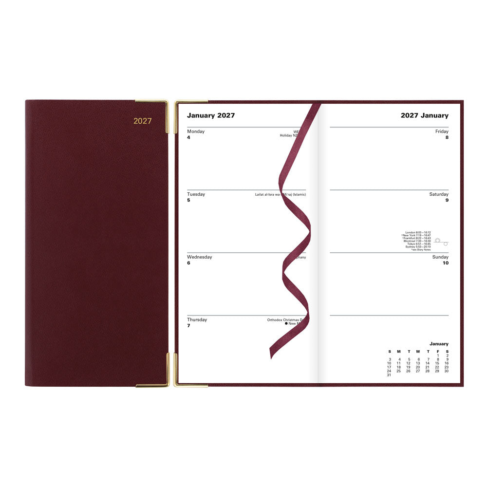 Letts Slim Weekly Planner, Classic, English, 2027 27-C32SUBY #colour_burgundy