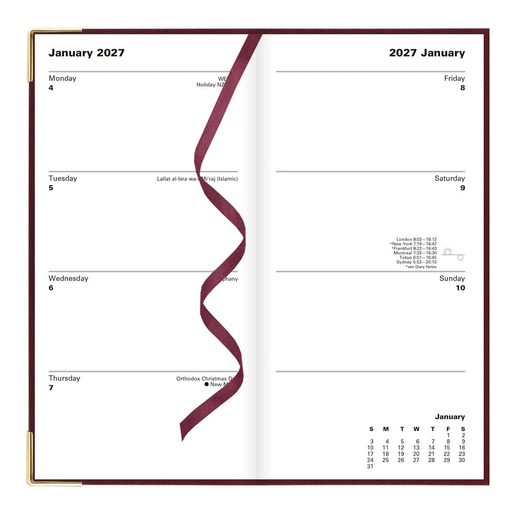 Letts Slim Weekly Planner, Classic, English, 2027 27-C32SUBY #colour_burgundy