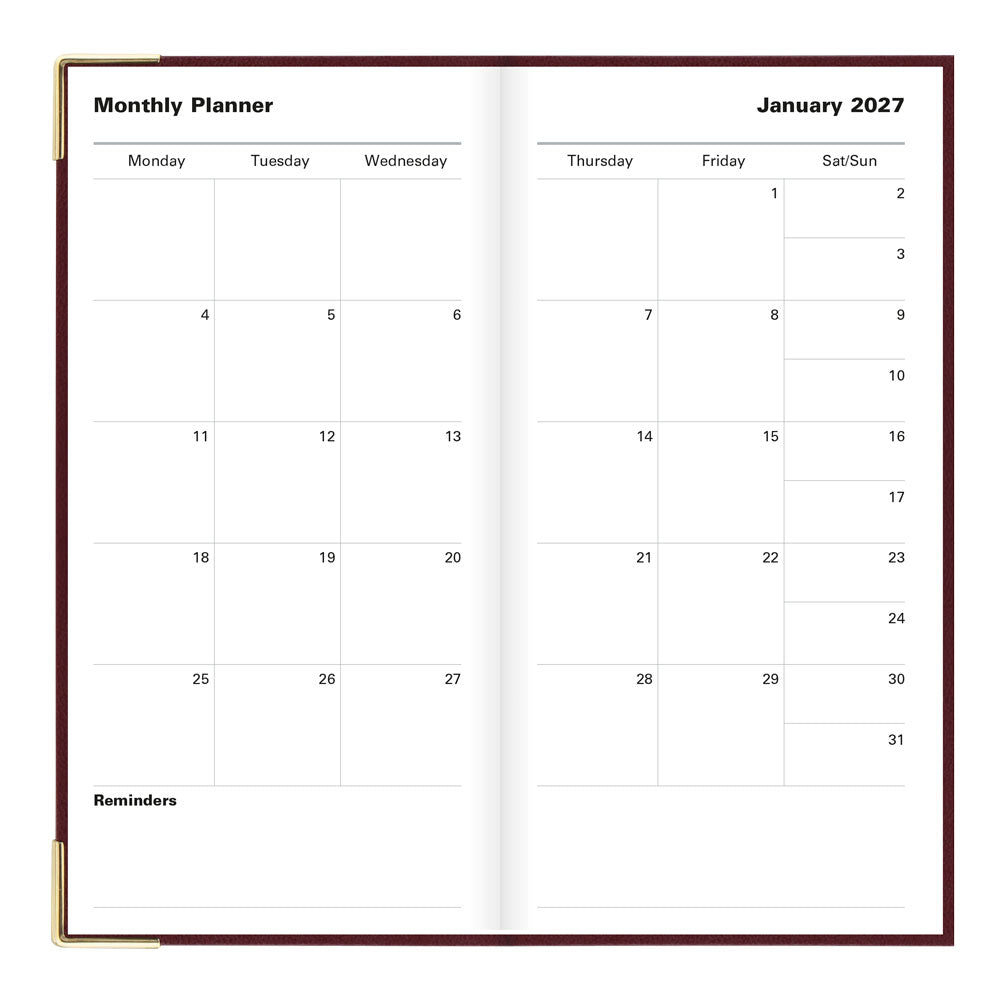 Letts Slim Weekly Planner, Classic, English, 2027 27-C32SUBY #colour_burgundy