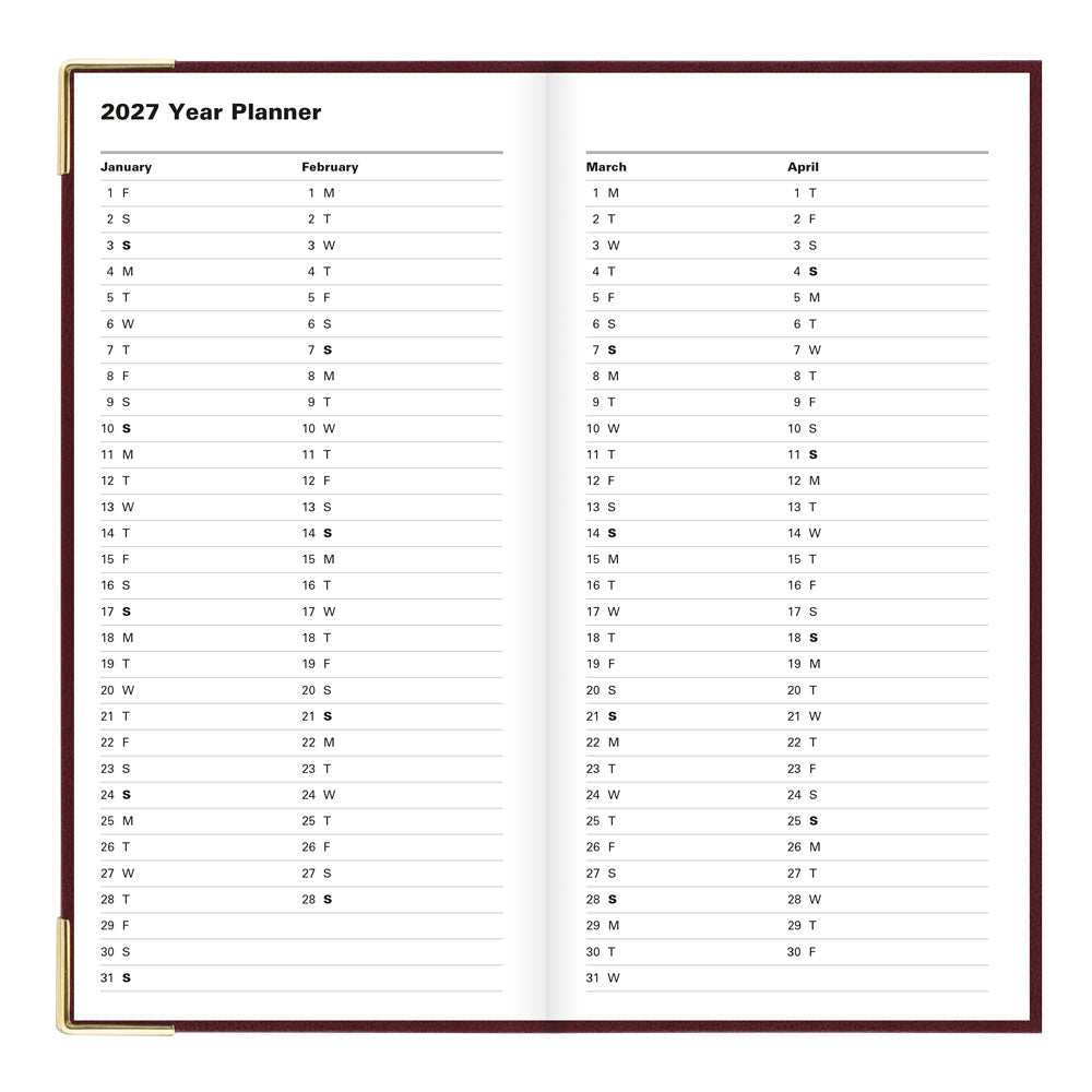 Letts Slim Weekly Planner, Classic, English, 2027 27-C32SUBY #colour_burgundy