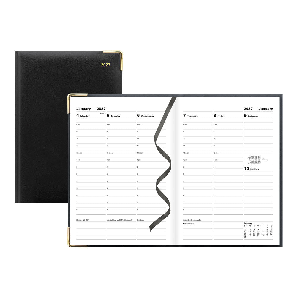 Letts A5 Weekly Appointment Book, Classic, English, 2027 27-C32XBK #colour_black